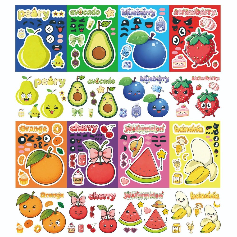 Kids Education Store - 8 Hojas de Adhesivos de Frutas
